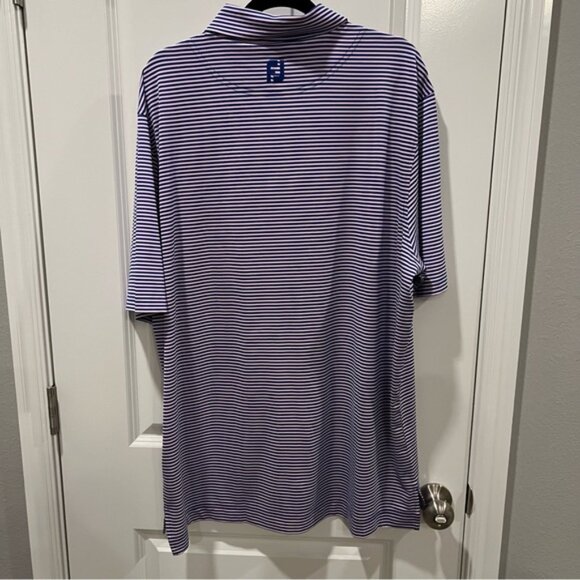 FOOTJOY Men’s Golf Polo - Pink & Blue Stripe - Picture 3 of 4